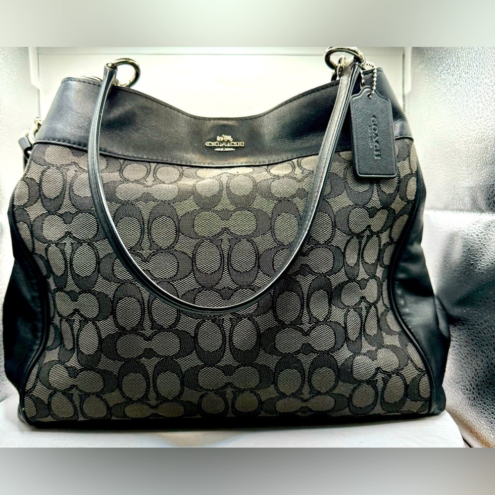 Coach Black Lexi Shoulder Bag with Monogram Pattern